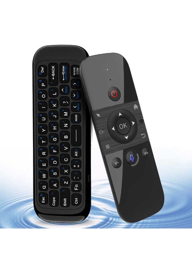 Raxoom - 6-Axis Motion Backlight IR Air Mouse Wireless Keyboard Voice Remote Control Black - Image 1