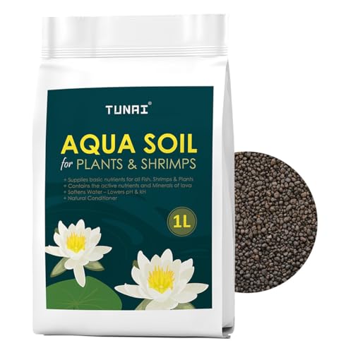 Tunai Shrimp and Planted Aquarium Soil |1 Liter| Fortified with Rich Source of Lava from Japan, Assist in Setting Ideal Habitat for Fish, Cherry Shrimps, and Snails - Image 1
