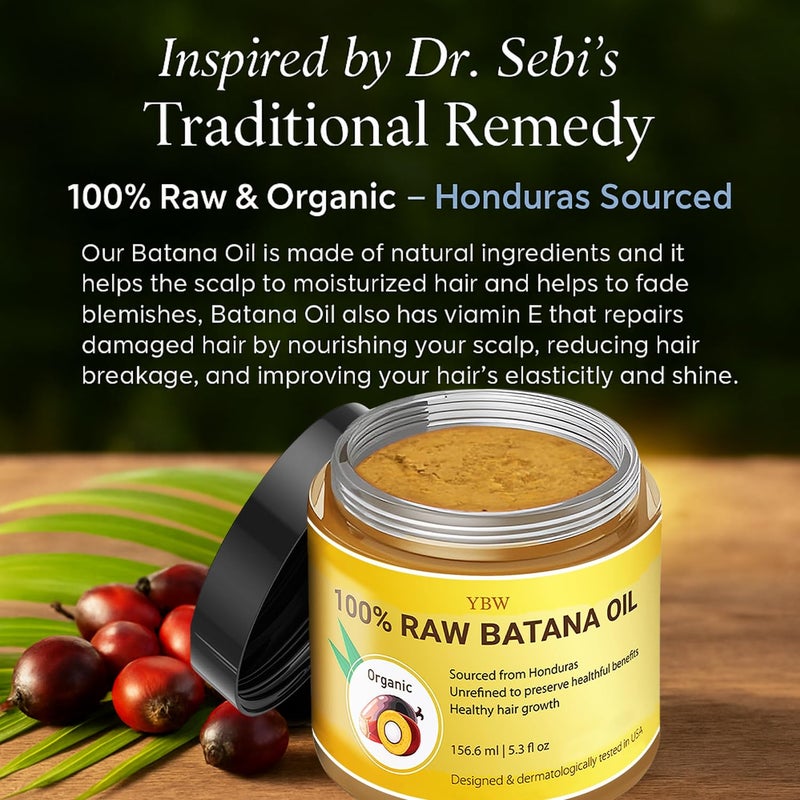 YBW Raw Batana Oil for Hair Growth by Dr. Sebi Organic Raw Honduras Oil - 100% Pure & Natural Botana Paste for Thicker, Stronger Hair for Men and Women - Image 2