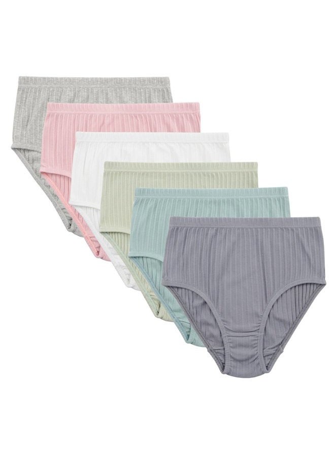 KNITLORD Women's Plus Size Underwear Cotton 6 Pack High Waisted Briefs Panties, Assorted 6pk, 5XL Plus - Image 1