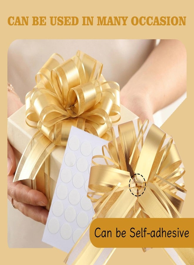 FORBINBO 20 Pcs Pull Bows for Gift Wrapping,6 Inches Gift Bows with Ribbon for Wedding, Valentines Day, Birthday, Anniversary, Florist Packaging ，Flower Bouquets and Basket (Matte Gold - Image 4