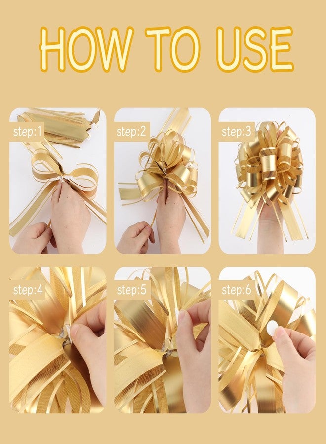 FORBINBO 20 Pcs Pull Bows for Gift Wrapping,6 Inches Gift Bows with Ribbon for Wedding, Valentines Day, Birthday, Anniversary, Florist Packaging ，Flower Bouquets and Basket (Matte Gold - Image 3