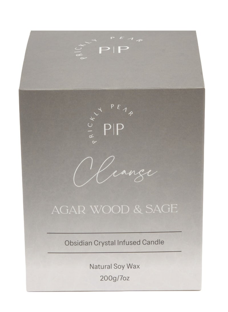 Prickly Pear Prickly Pear Obsidian Crystal Cleanse Candle 200g - Scented Candle with Obsidian Crystal for Home Decor  - Image 4