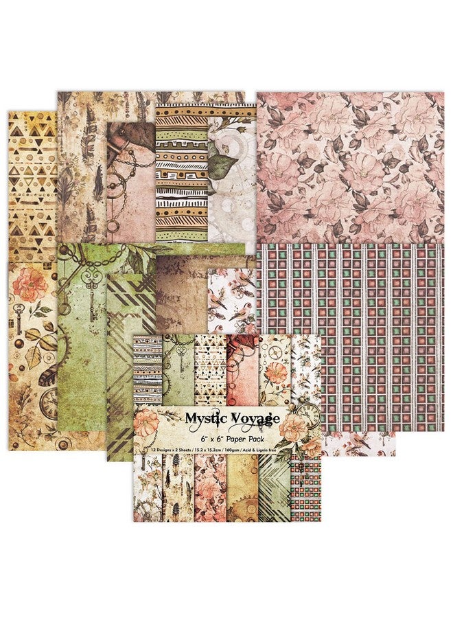 أي كامو لوحة ورقية ملونة منقوشة بالموسيقى العتيقة 6*6 24 ورقة من ورق القصاصات من جانب واحد ورق الحرف اليدوية ورق البطاقات من أجل ورق الحرف اليدوية المزخرف بالأوريغامي (رحلة صوفية) - Image 1