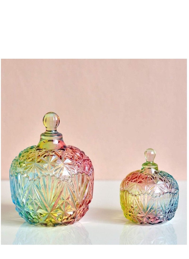 YQbest 1Pc Colorful Glass Storage Jar with Lid Candy Cookie Jewelry Box Buffet Biscuit Containers 750ml / 26oz  - Image 5
