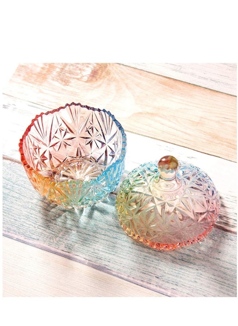 YQbest 1Pc Colorful Glass Storage Jar with Lid Candy Cookie Jewelry Box Buffet Biscuit Containers 750ml / 26oz  - Image 2