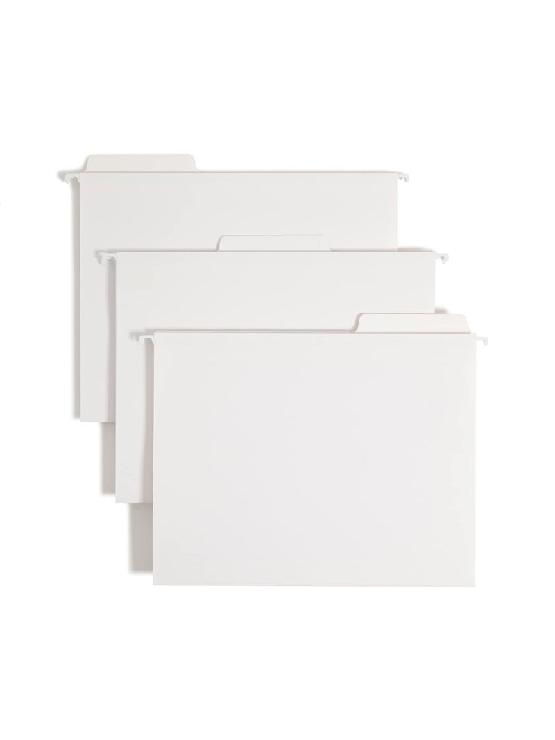 Smead FasTab Hanging File Folder, 1/3-Cut Built-in Tab, Letter Size, White, 20 per Box (64002) - Image 1
