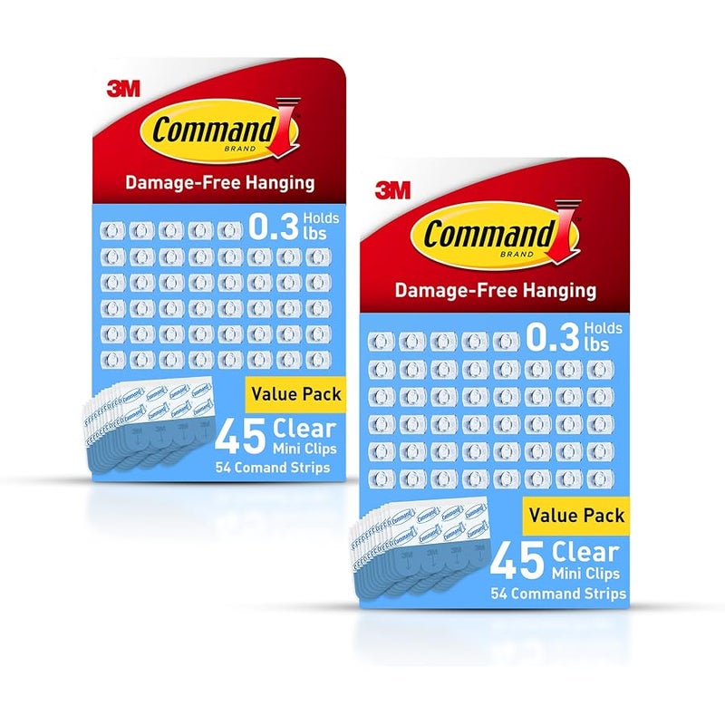 Command Indoor Mini Light Clips, Damage Free Hanging Christmas Lights, Mini Wall Clips for Hanging Indoor Christmas Decorations, Lights and Cables, 90 Count - Image 1