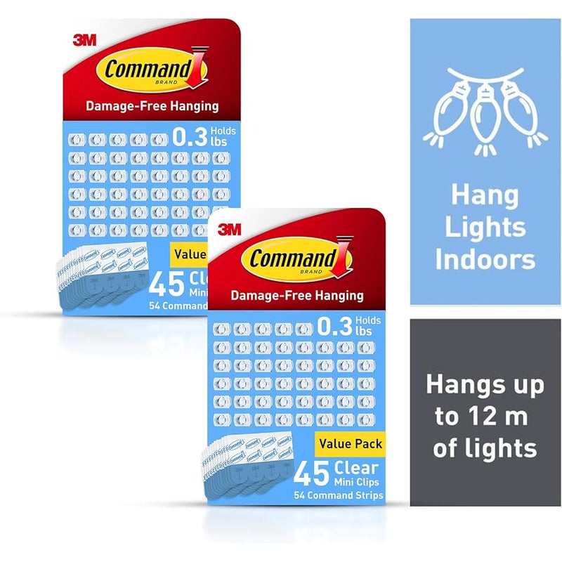 Command Indoor Mini Light Clips, Damage Free Hanging Christmas Lights, Mini Wall Clips for Hanging Indoor Christmas Decorations, Lights and Cables, 90 Count - Image 3