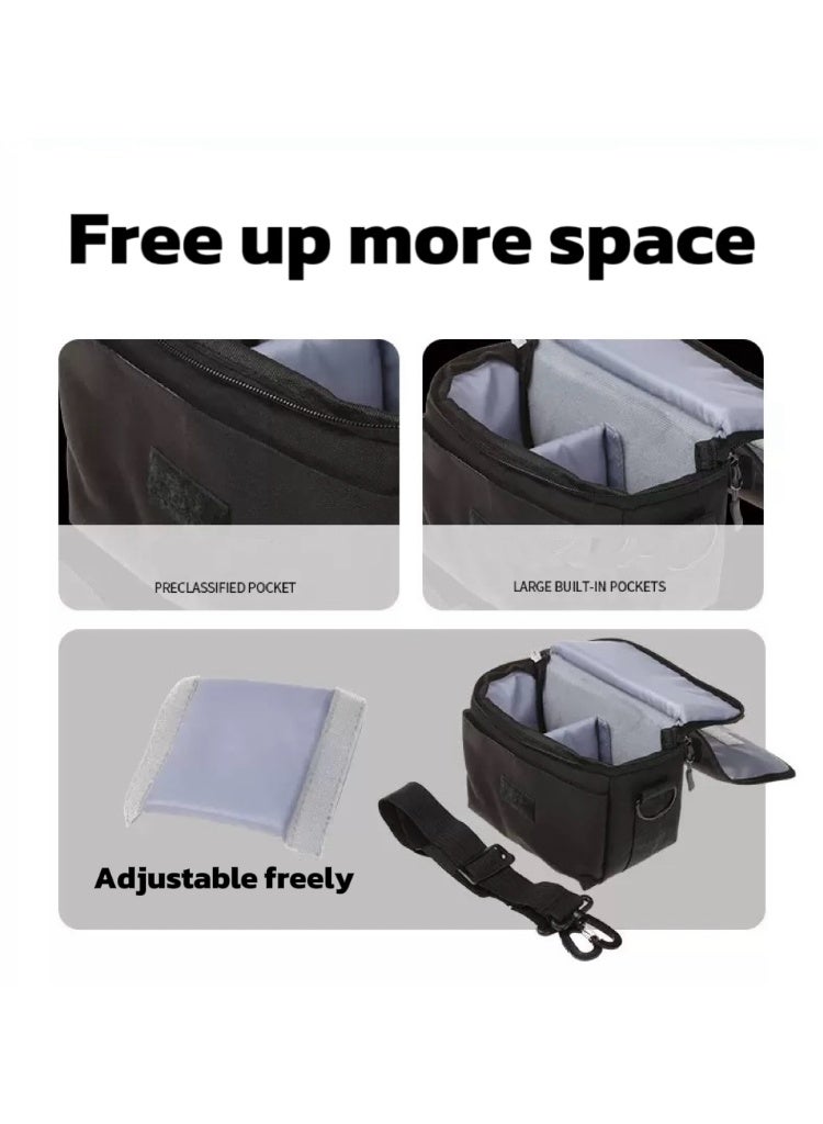 [Shockproof] Professional DSLR Mirrorless Camera Bag Black Hard Exterior Soft Interior Adjustable Compartments Front Pocket - Image 3