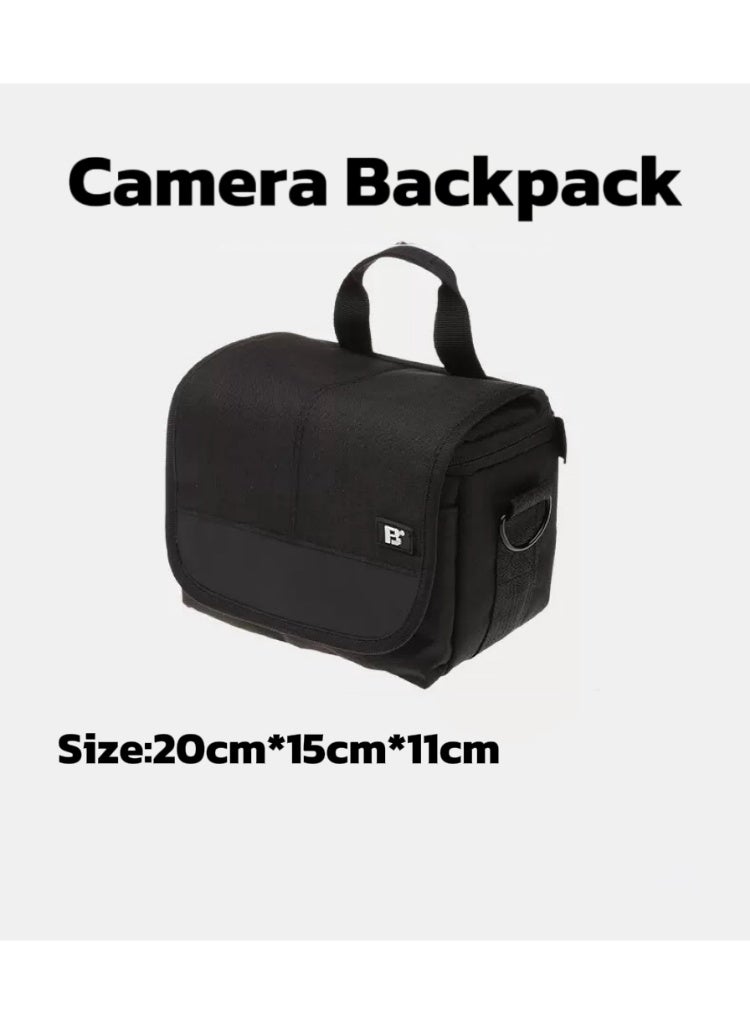 [Shockproof] Professional DSLR Mirrorless Camera Bag Black Hard Exterior Soft Interior Adjustable Compartments Front Pocket - Image 1