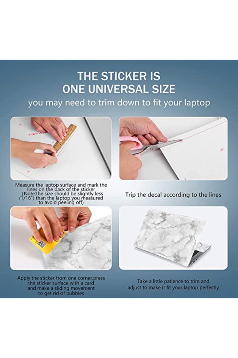 AORTDES 12.1 13 13.3 14 15 15.4 15.6 Inches Laptop Skin Sticker Decal Universal Netbook Skin Sticker Reusable Notebook PC Personalized Art Protector Cover (White Marble) - Image 3