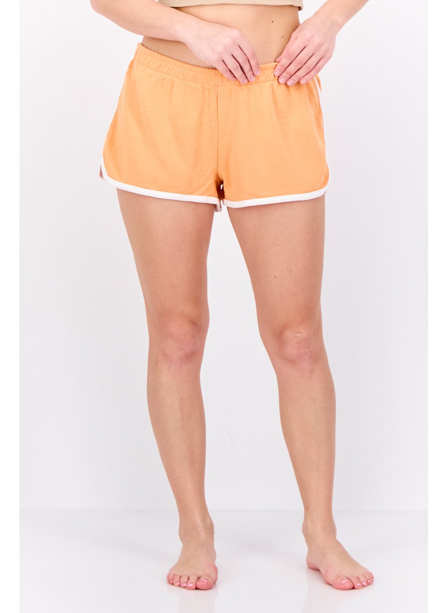 Lefties Women Solid Pajama Shorts, Orange  - Image 1