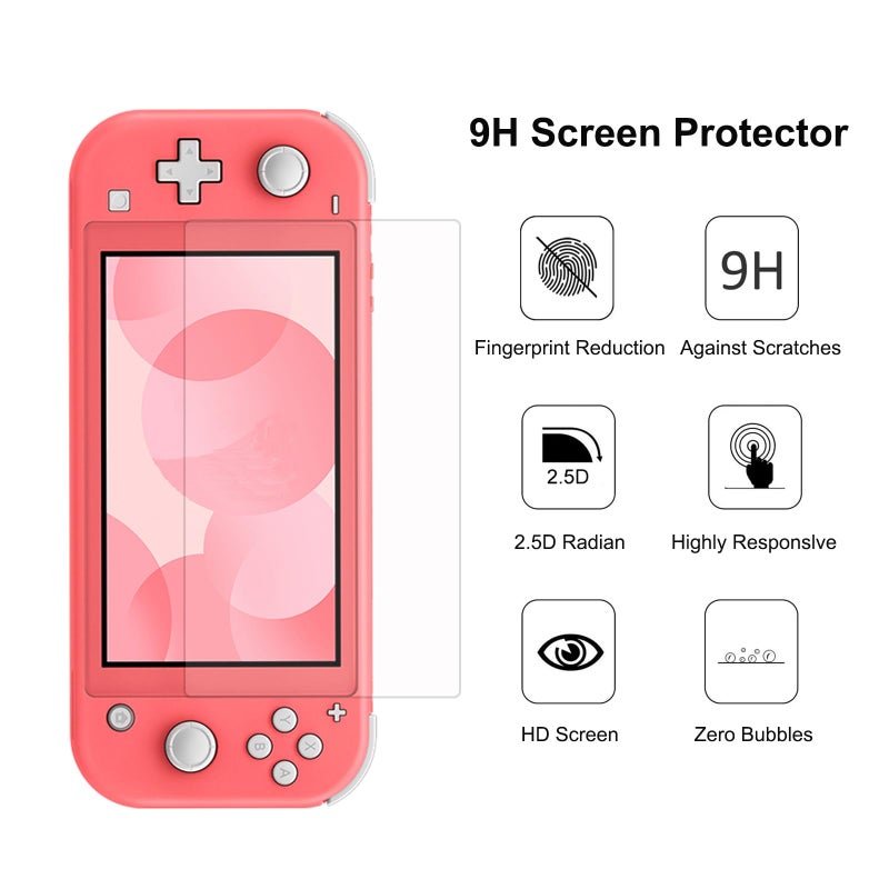 Tscope Cute Carrying Case for Nintendo Switch Lite, Pink Sakura Portable Hard Shell Girls Travel Storage Bag, with Glass Screen Protector & Thumb Grip Caps (Switch Lite Pink) - Image 5