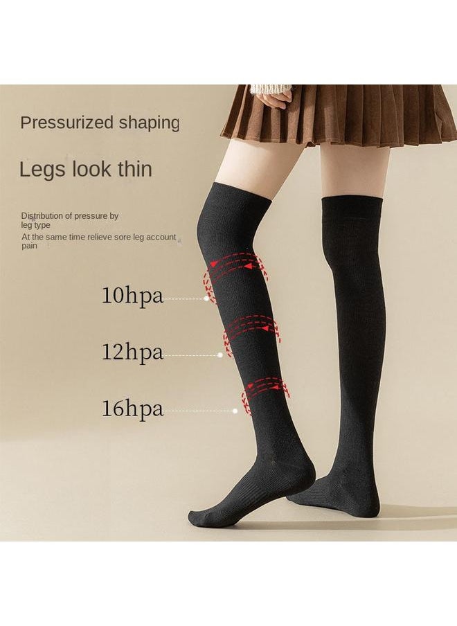 Bluejw - Pressure Skinny Leg Calf Socks Autumn And Winter Jk Japanese Skinny Leg Long Knee Socks Solid Color High Thigh Stockings - Image 1