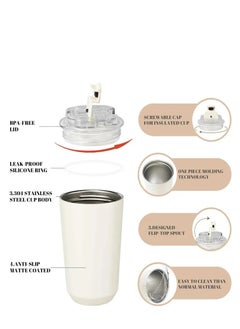 smeg 320ML Beverage Cup Travel Portable Car Drinking Cup Stainless Steel Vacuum Leak proof 320ML Coffee Thermos（Black）  - Image 4