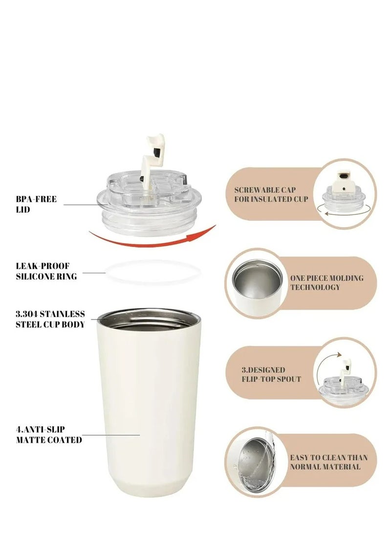 smeg 320ML Beverage Cup Travel Portable Car Drinking Cup Stainless Steel Vacuum Leak proof 320ML Coffee Thermos（Black） - Image 4