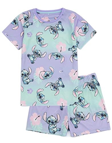 Disney Lilo And Stitch Girls 2 Pack Pajama Set | Kids Short Sleeve T-Shirt Complete & Shorts PJs | Just Chill Alien Graphic Purple - Image 3