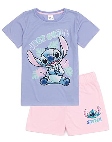 Disney Lilo And Stitch Girls 2 Pack Pajama Set | Kids Short Sleeve T-Shirt Complete & Shorts PJs | Just Chill Alien Graphic Purple - Image 4