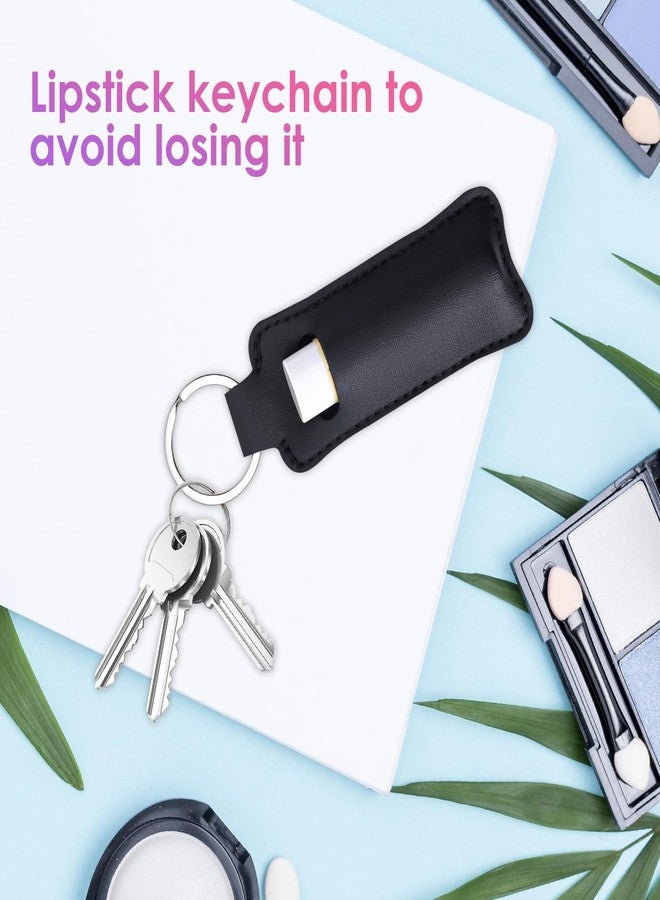 Gerkia Two-piece Chapstick Holder KeyChain，Cute Leather Women and Men Lip Balm Holder Lipstick Key Chain. - Image 5