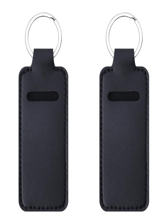 Gerkia Two-piece Chapstick Holder KeyChain，Cute Leather Women and Men Lip Balm Holder Lipstick Key Chain. - Image 1