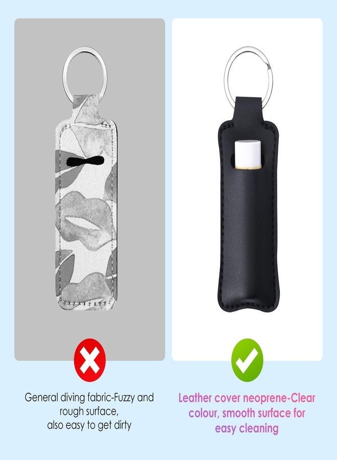 Gerkia Two-piece Chapstick Holder KeyChain，Cute Leather Women and Men Lip Balm Holder Lipstick Key Chain. - Image 3