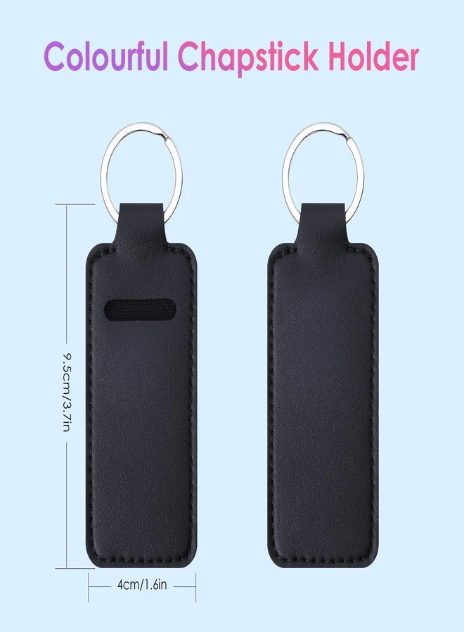 Gerkia Two-piece Chapstick Holder KeyChain，Cute Leather Women and Men Lip Balm Holder Lipstick Key Chain. - Image 4