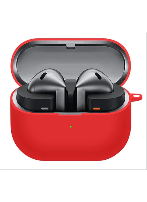 Soft Silicone Cover For Samsung Galaxy Buds 3/3 Pro Case With Hook Antifall Protective Sleeve Accessories (Red)