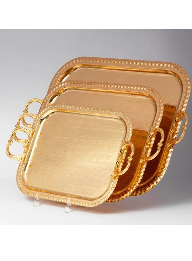 Bin Shihon 3-Piece Rectangular Tabsi Set Gold Colors - Image 1