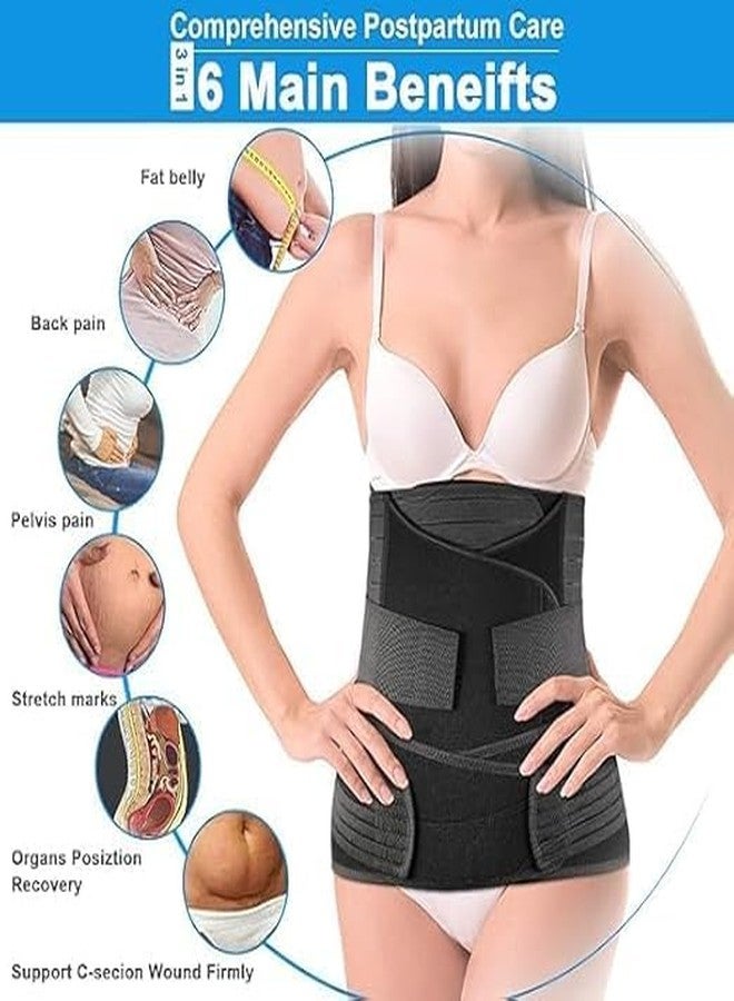 QP360 Neoprene 3 In 1 Postpartum Belly Band Post Pregnancy Abdominal Belt For Women After Birth Belly/Waist/Pelvis Wrap Postnatal Shapewear (Black) - Image 5