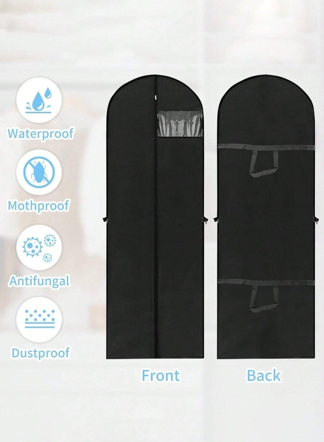 4-Piece Hanging Garment Bags Set, 180 x 60cm Dustproof Suit & Wedding Dress Covers - Foldable Clothing Protectors for Evening Gowns, Long Coats, Dresses - Image 2