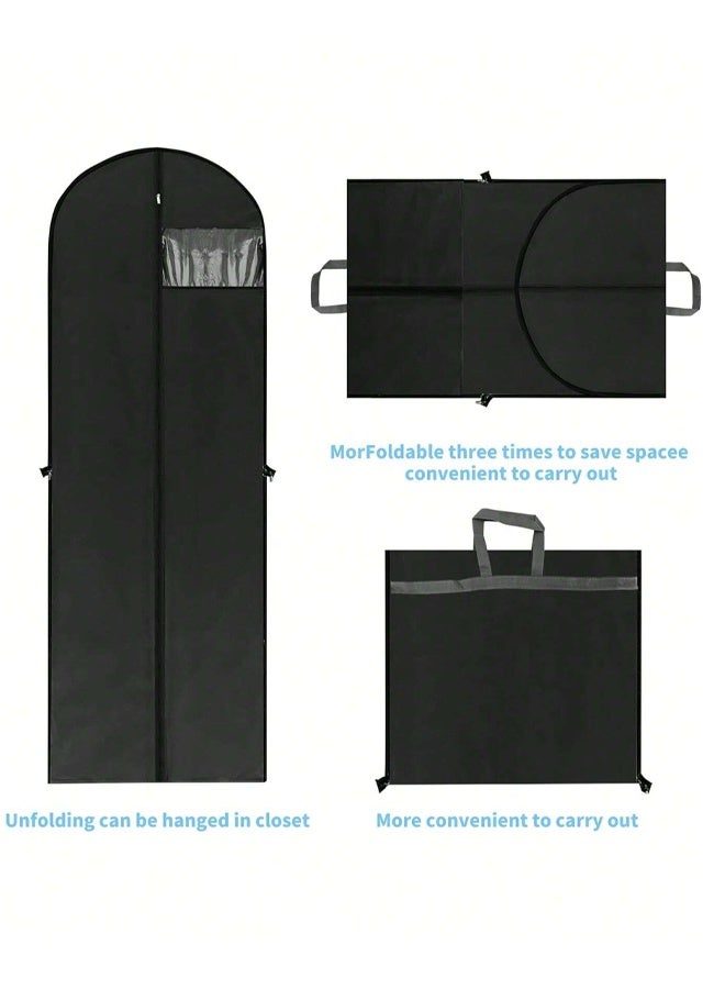 4-Piece Hanging Garment Bags Set, 180 x 60cm Dustproof Suit & Wedding Dress Covers - Foldable Clothing Protectors for Evening Gowns, Long Coats, Dresses - Image 4