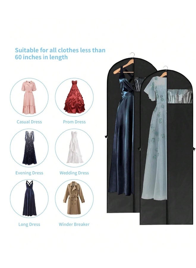 4-Piece Hanging Garment Bags Set, 180 x 60cm Dustproof Suit & Wedding Dress Covers - Foldable Clothing Protectors for Evening Gowns, Long Coats, Dresses - Image 3