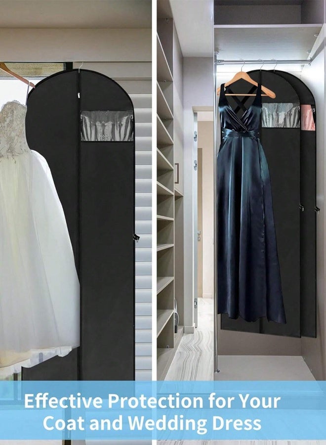 4-Piece Hanging Garment Bags Set, 180 x 60cm Dustproof Suit & Wedding Dress Covers - Foldable Clothing Protectors for Evening Gowns, Long Coats, Dresses - Image 5