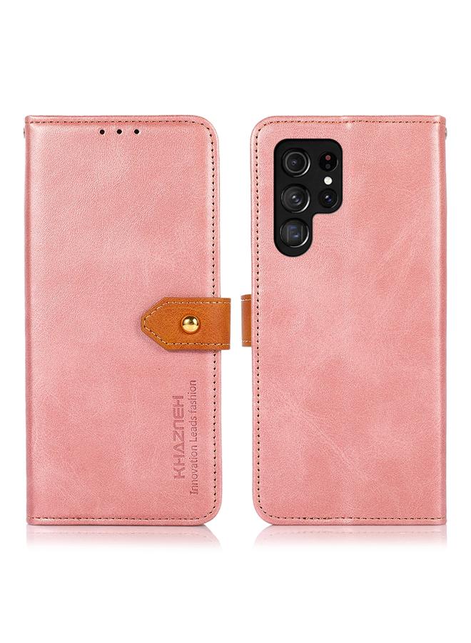 The Bros Case For Samsung Galaxy S25 Ultra 5G KHAZNEH Dual-color Cowhide Texture Flip Leather Phone Case