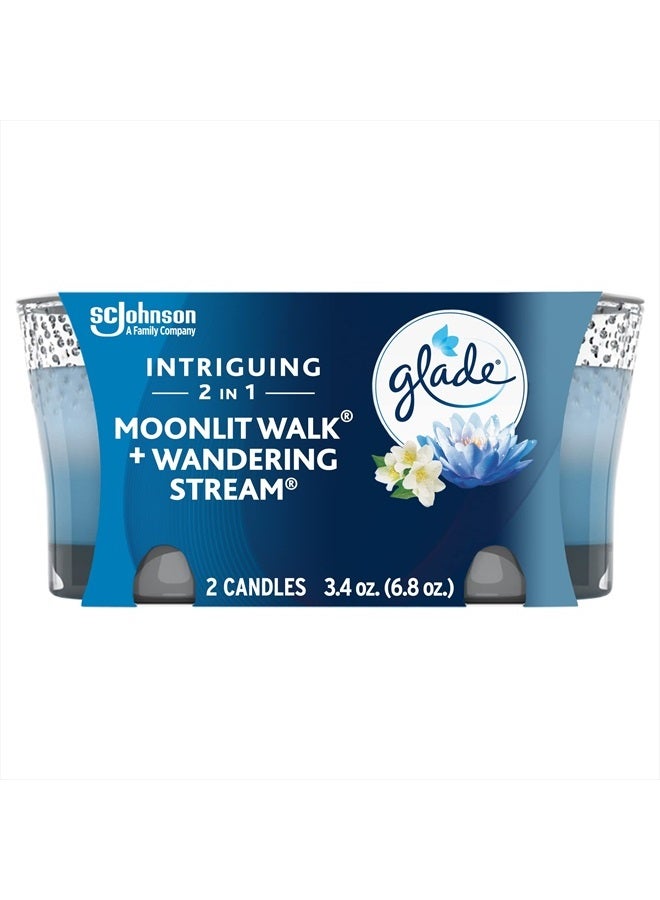 Glade Candle Jar, Air Freshener, 2in1, Moonlit Walk & Wandering Stream, 3.4 Oz, 2 Count - Image 1