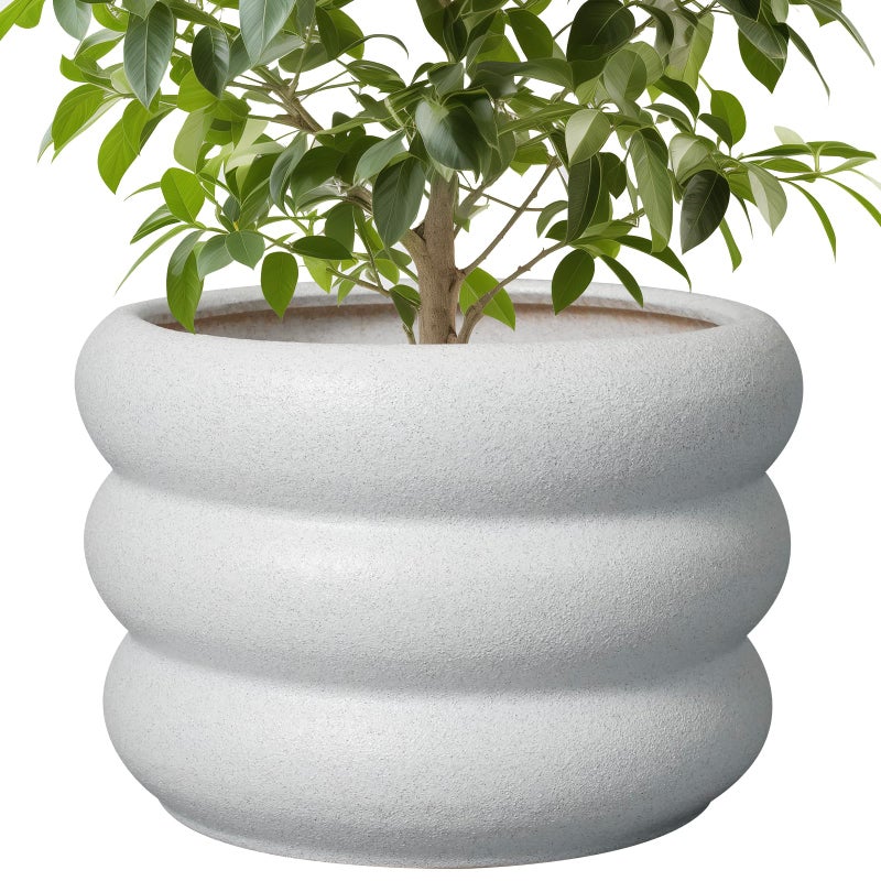 SQOWL Ceramic Planter Pot - 10 Inch Plant Pot with Drainage Hole Large Planter for Indoor Plants Outdoor Flower Pot Decorative Plant Pot for Garden Bathroom Decor White - Image 1