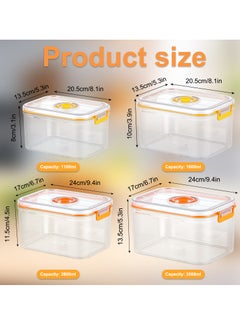 Adando Adando Vacuum Fridge Organizer 4pcs- Stackable Food Storage Containers Clear Freshness Box Microwaveable with 2 Pump & Time Dial& Airtight Lock for Vegetables, Fruits& Meats for Fridge & Pantry  - Image 2