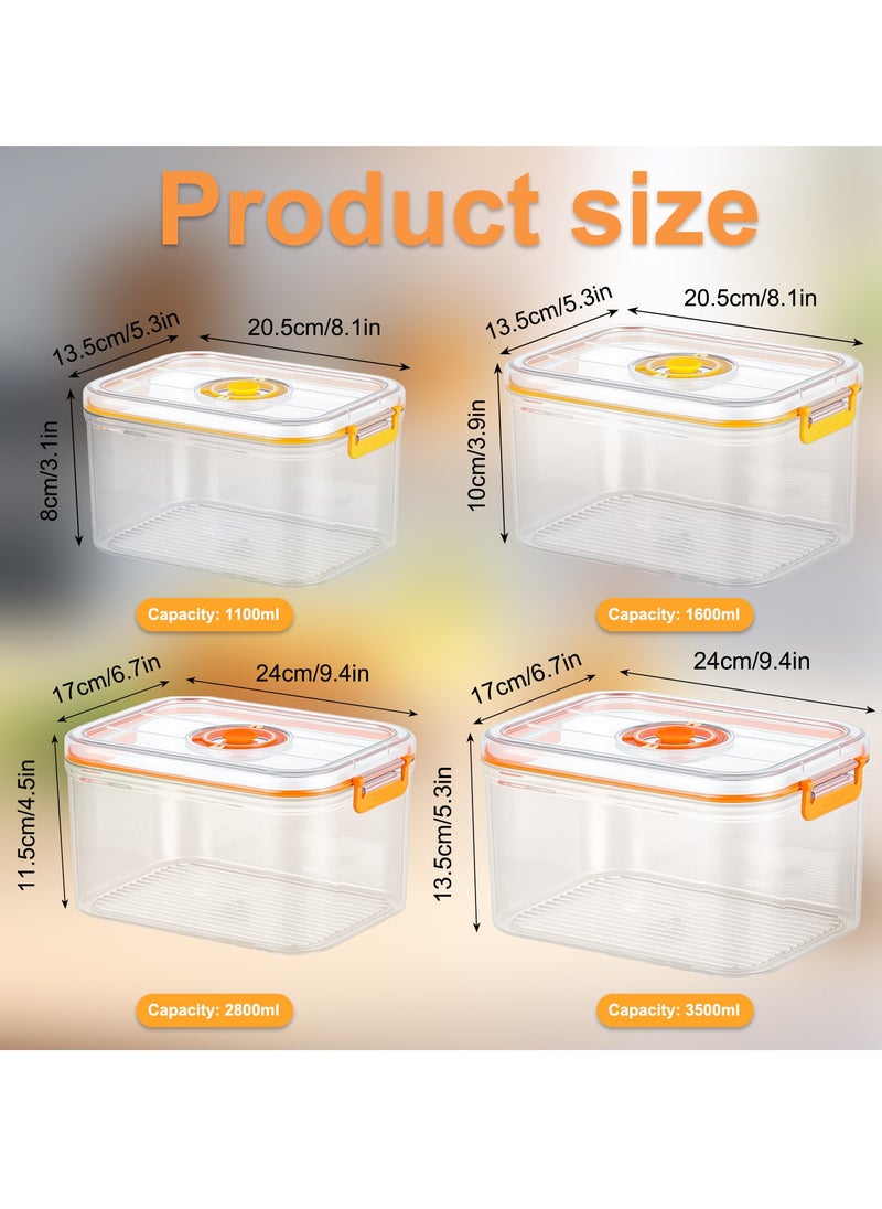 Adando - Adando Vacuum Fridge Organizer 4pcs- Stackable Food Storage Containers Clear Freshness Box Microwaveable with 2 Pump & Time Dial& Airtight Lock for Vegetables, Fruits& Meats for Fridge & Pantry - Image 1