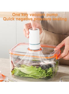 Adando Adando Vacuum Fridge Organizer 4pcs- Stackable Food Storage Containers Clear Freshness Box Microwaveable with 2 Pump & Time Dial& Airtight Lock for Vegetables, Fruits& Meats for Fridge & Pantry  - Image 3