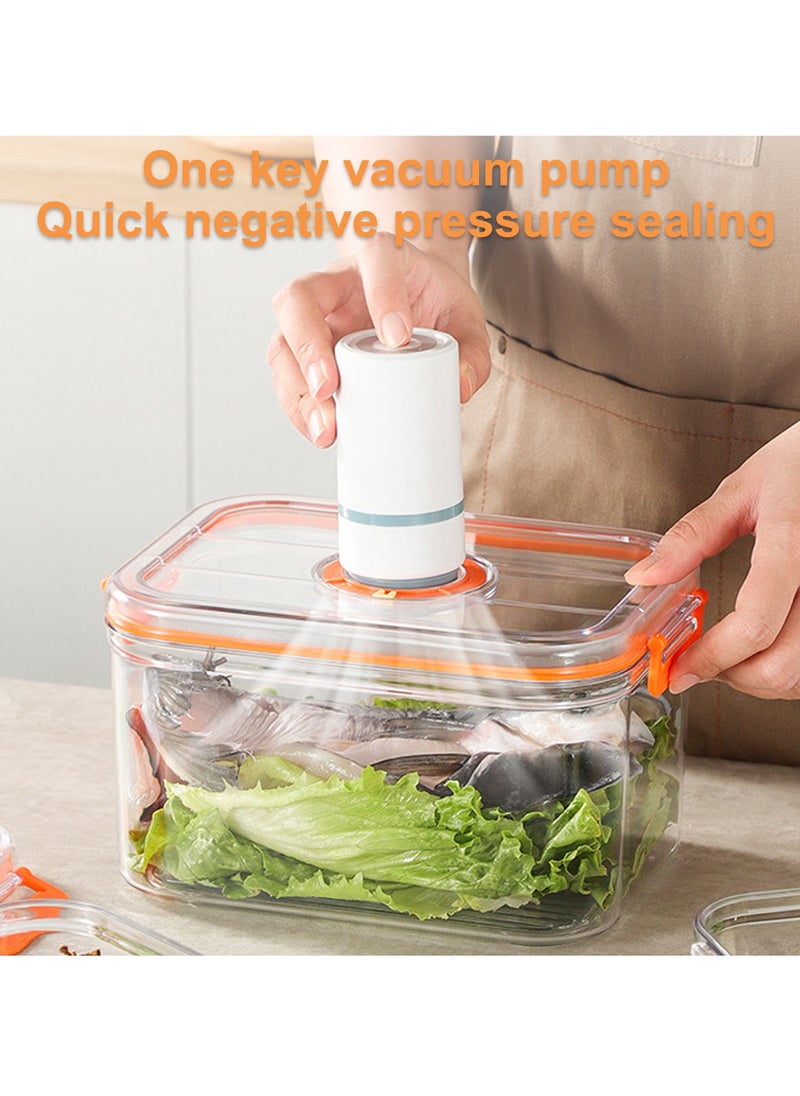 Adando - Adando Vacuum Fridge Organizer 4pcs- Stackable Food Storage Containers Clear Freshness Box Microwaveable with 2 Pump & Time Dial& Airtight Lock for Vegetables, Fruits& Meats for Fridge & Pantry - Image 1