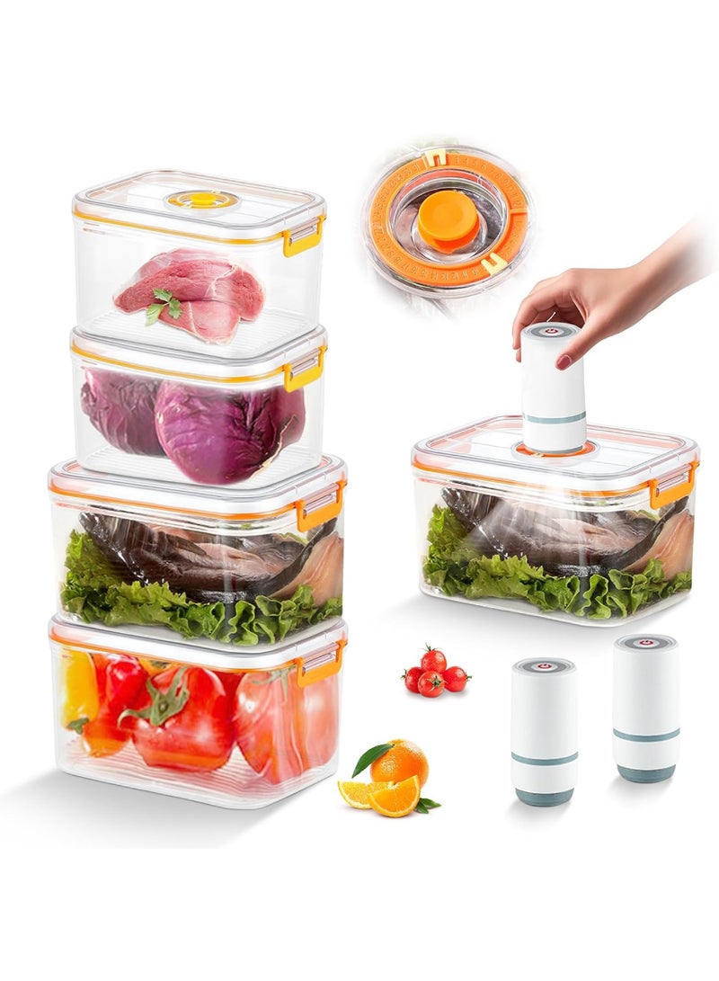 Adando Airtight Food Storage Containers: 4 PCS Premium Food Vacuum Storage Containers with 2 Small Vacuum Sealer Up to 5 Times Longer - 100% Leak Proof for Dishwasher Freezer Microwave Safe - Image 1