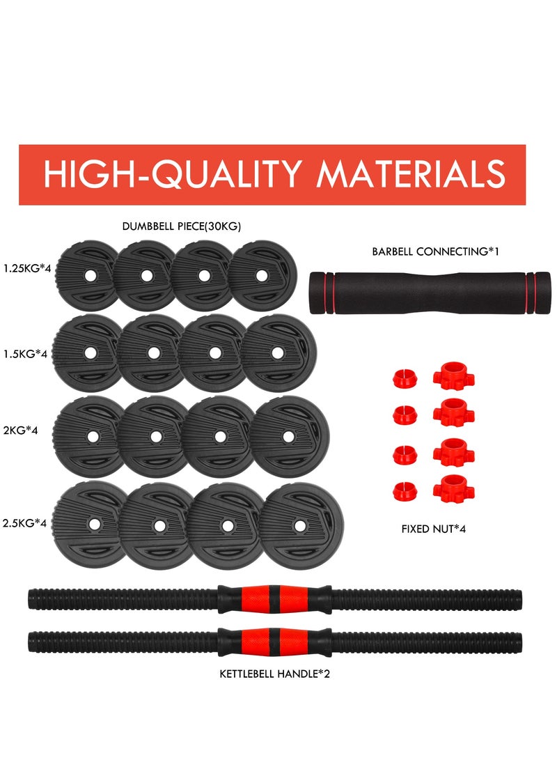 Maston 2 in 1 Adjustable Dumbbell Set with Barbell Bar, 10kg 20kg 30kg Dumbbell Set for Body Workout, Home Workout, Gym 33LB/44LB/66LB - Image 5
