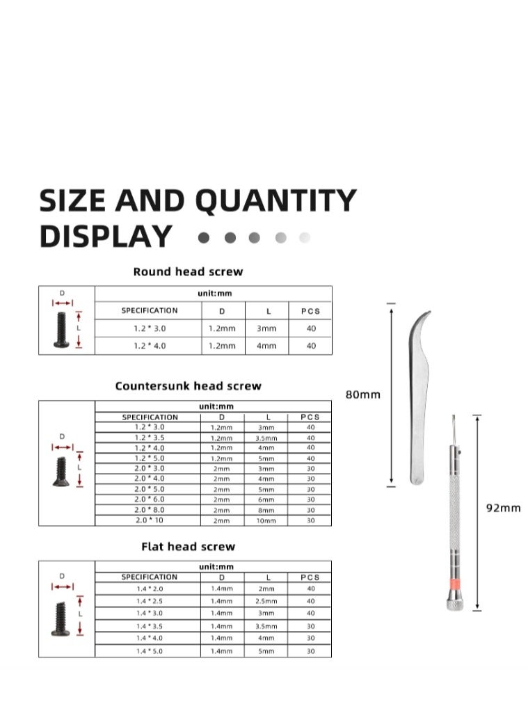 Yakumuz 630 Pcs Tiny Micro Repair Screw Kit Eyeglass Sunglass Repair Kit with Screwdriver for Repair Spectacles, Watch, Jewelry - Image 2
