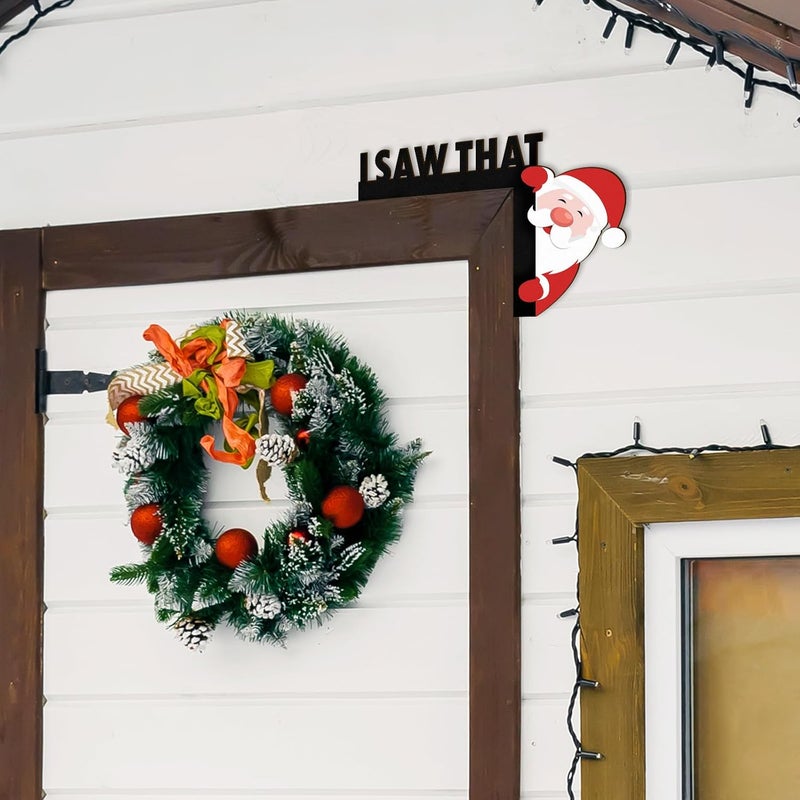 Pigort Christmas Door Toppers Funny Christmas Door/Window Coner Decorations Snowman Santa Windows Walls DIY Craft for Christmas Party Ornament (I Saw That) - Image 4
