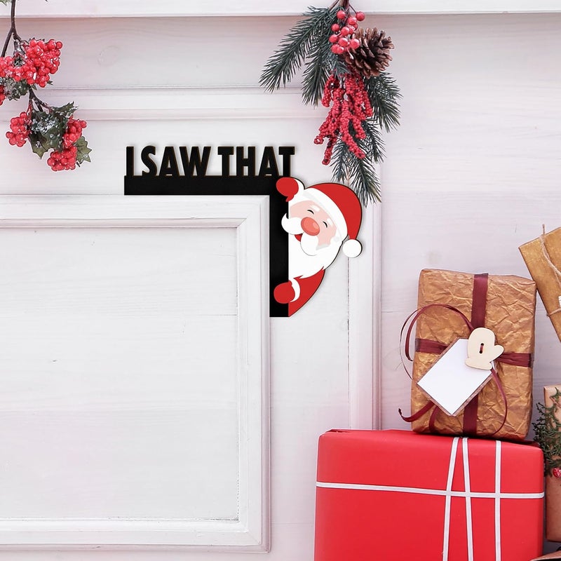 Pigort Christmas Door Toppers Funny Christmas Door/Window Coner Decorations Snowman Santa Windows Walls DIY Craft for Christmas Party Ornament (I Saw That) - Image 3