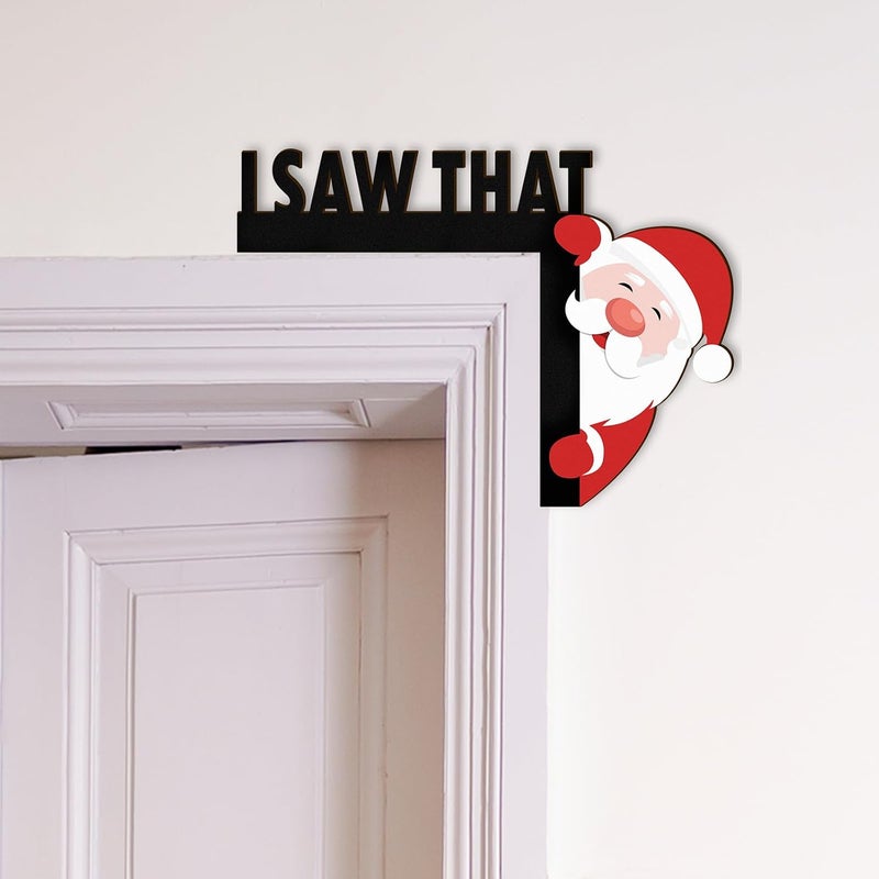 Pigort Christmas Door Toppers Funny Christmas Door/Window Coner Decorations Snowman Santa Windows Walls DIY Craft for Christmas Party Ornament (I Saw That) - Image 5