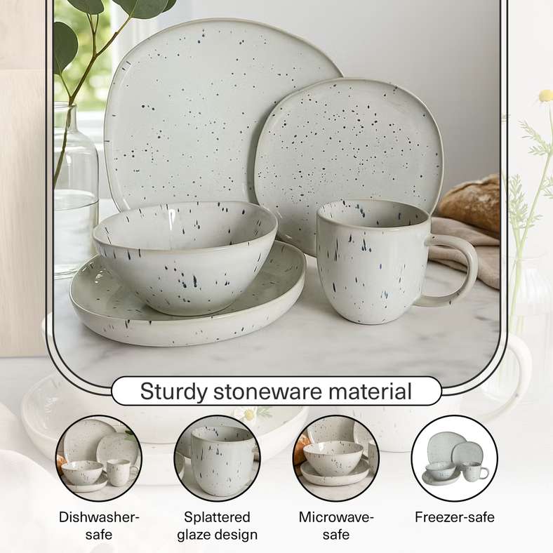 Pan Home 20-Piece Stoneware Dinner Set - White