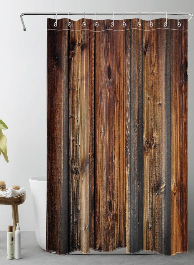 LB Farmhouse Style Rustic Barn Wood Shower Curtain Western Country Theme Primitive Rural Life Wood Texture Farm Shower Curtain 60x72 Inch Polyester Fabric with 10 Hooks - Image 1