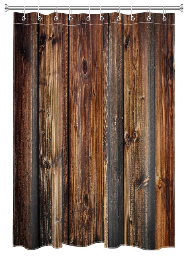LB Farmhouse Style Rustic Barn Wood Shower Curtain Western Country Theme Primitive Rural Life Wood Texture Farm Shower Curtain 60x72 Inch Polyester Fabric with 10 Hooks - Image 2